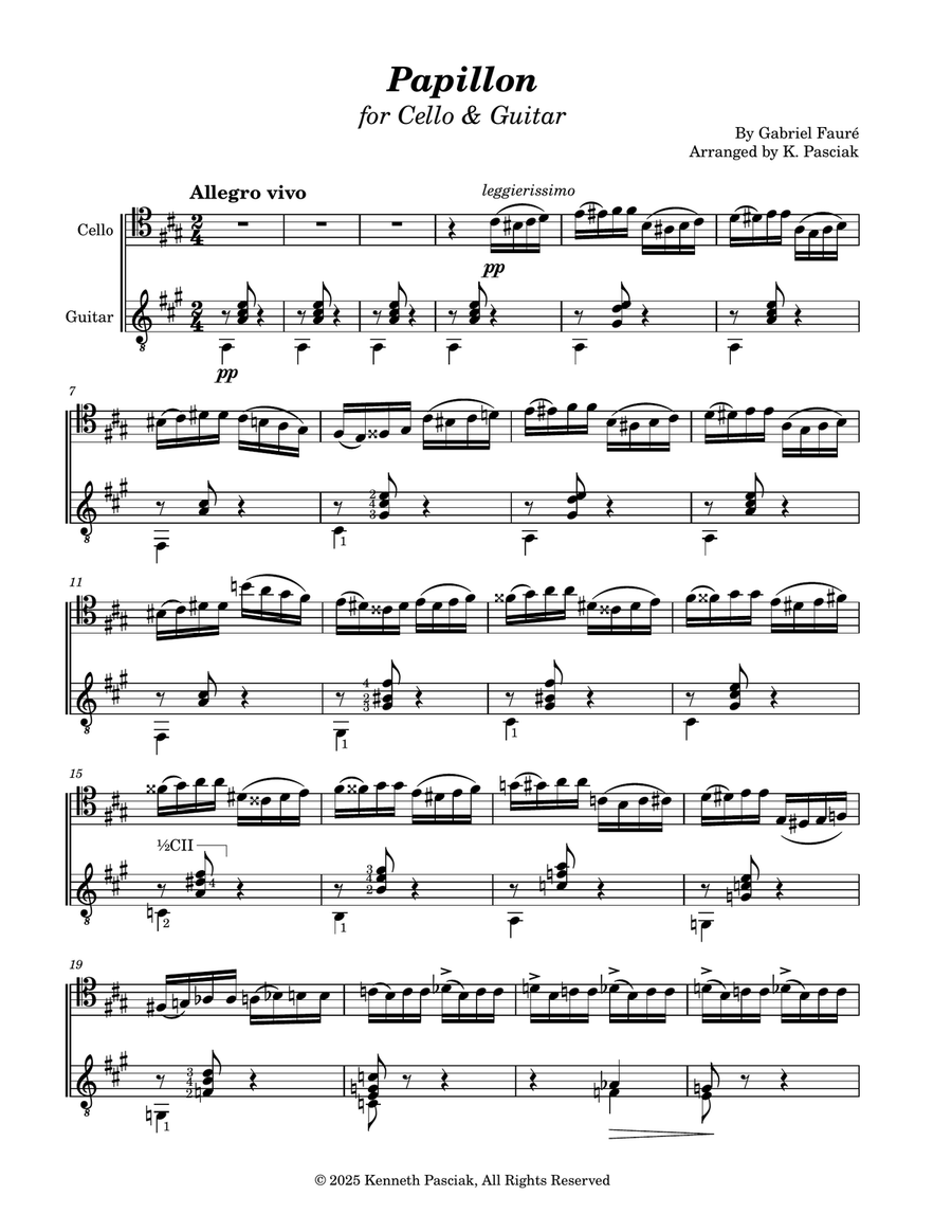 Papillon (for Cello & Guitar) String Duet scores gallery preview page 3
