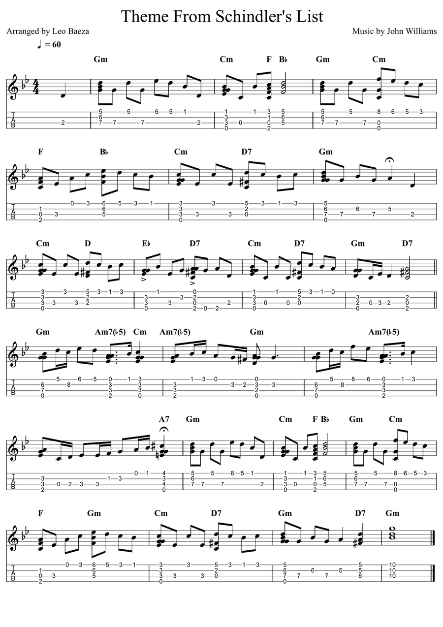 Theme From Schindler's List Ukulele scores gallery preview page 1