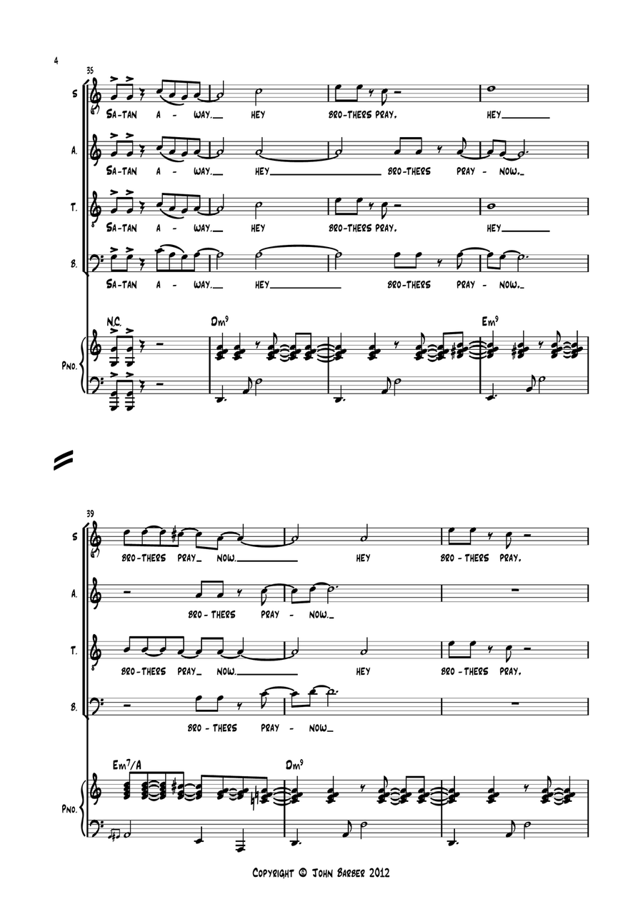 Nobody knows the trouble I see Lord 4-Part scores gallery preview page 4