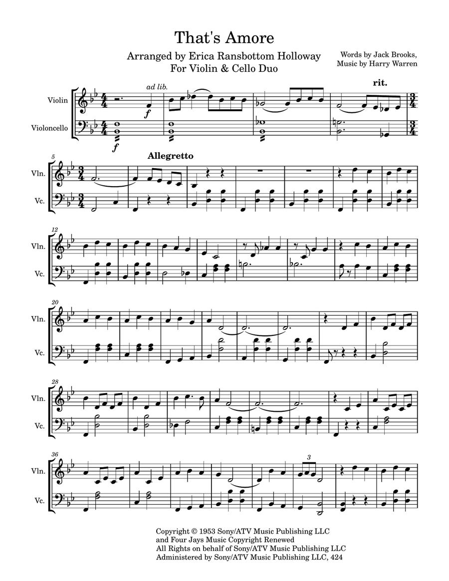 That's Amore (That's Love) String Duet scores gallery preview page 1
