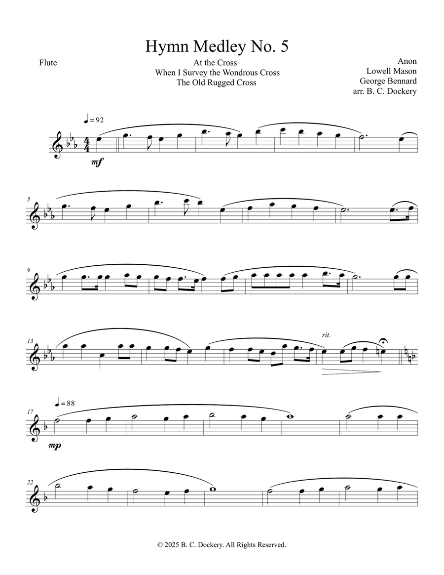 Hymn Medley No. 5 (Flute Solo) Flute Solo scores gallery preview page 1