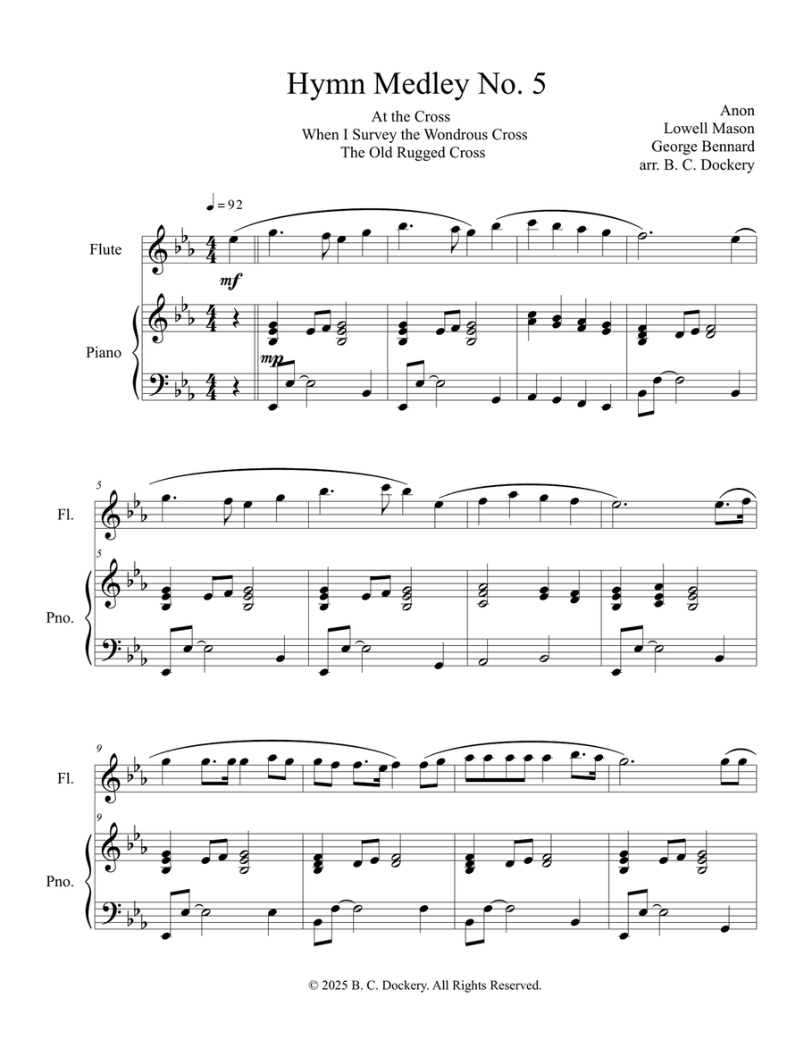 Hymn Medley No. 5 (Flute Solo with Piano Accompaniment) Flute Solo scores gallery preview page 1