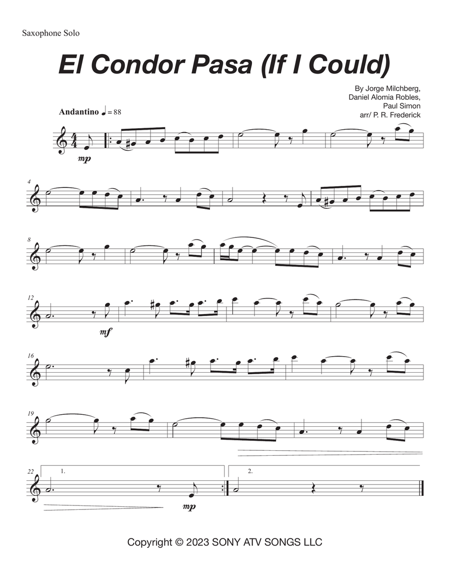 El Condor Pasa (If I Could) Alto Saxophone scores gallery preview page 1
