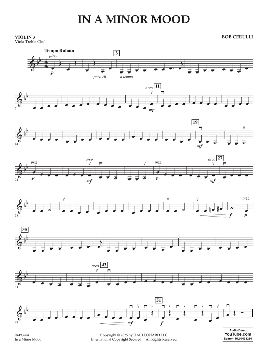 In A Minor Mood - Violin 3 (Viola Treble Clef) String Orchestra scores gallery preview page 1