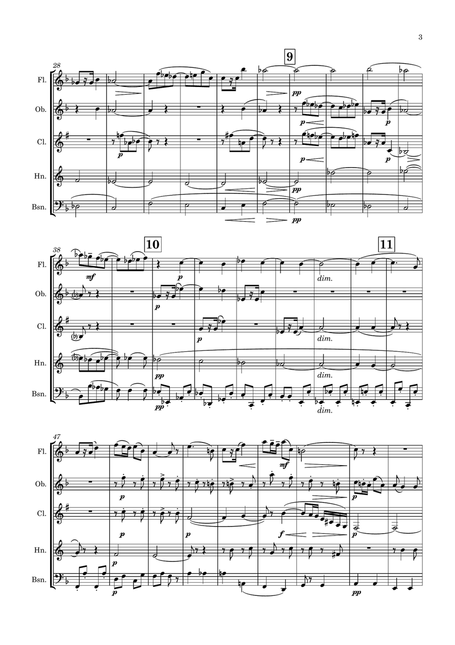 Elgar: The Wand of Youth Suite No.1 Op.1a II.Serenade - wind quintet Woodwind Quintet scores gallery preview page 3