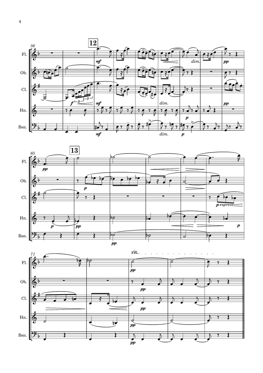 Elgar: The Wand of Youth Suite No.1 Op.1a II.Serenade - wind quintet Woodwind Quintet scores gallery preview page 4