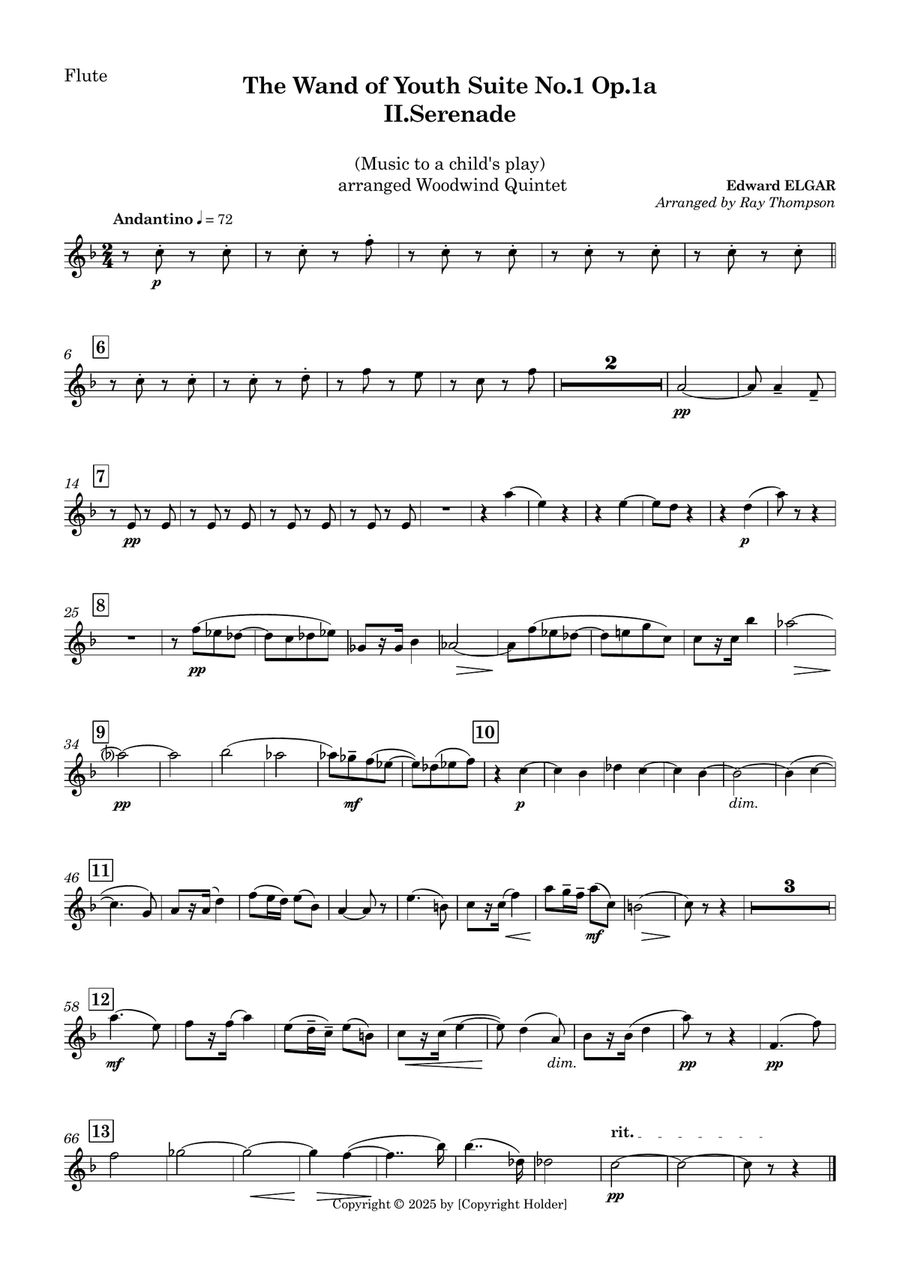 Elgar: The Wand of Youth Suite No.1 Op.1a II.Serenade - wind quintet Woodwind Quintet scores gallery preview page 5