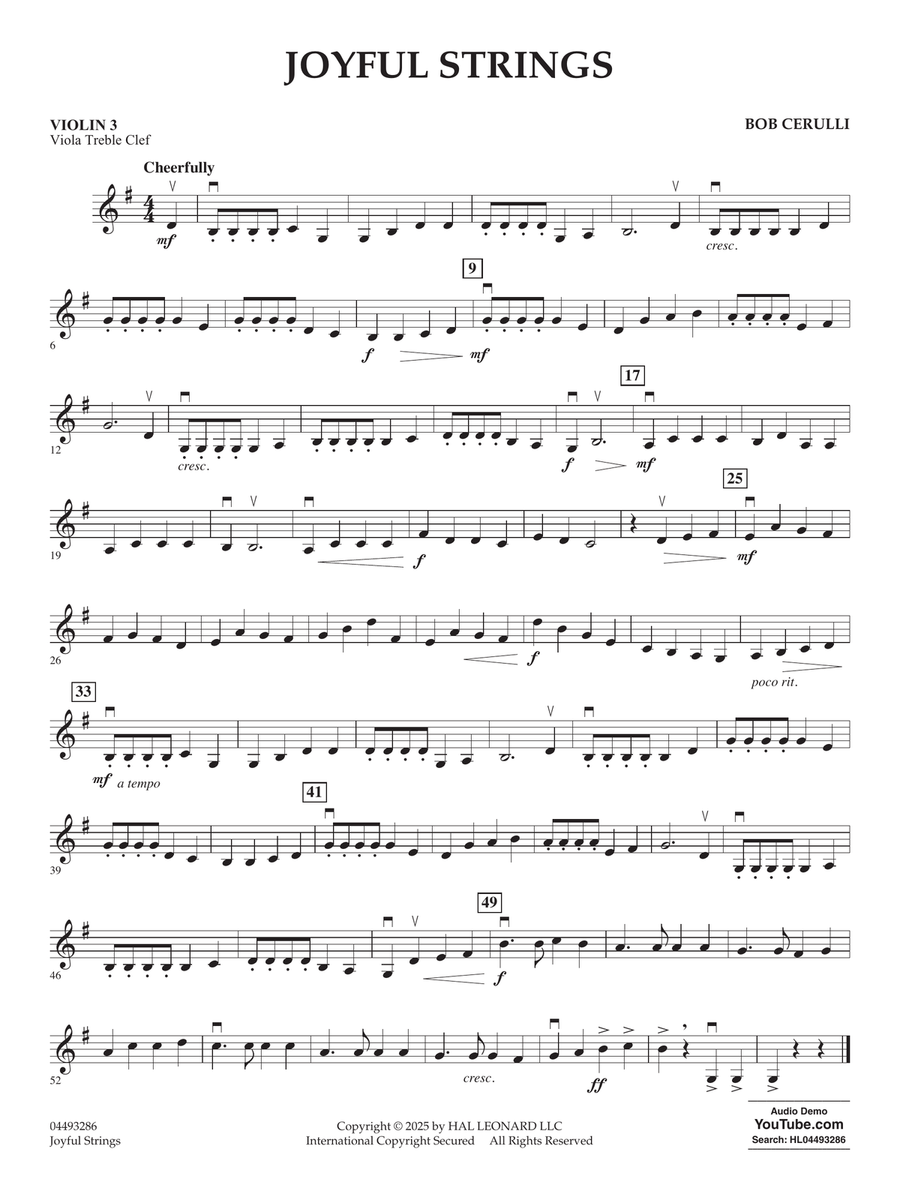 Joyful Strings - Violin 3 (Viola Treble Clef) String Orchestra scores gallery preview page 1