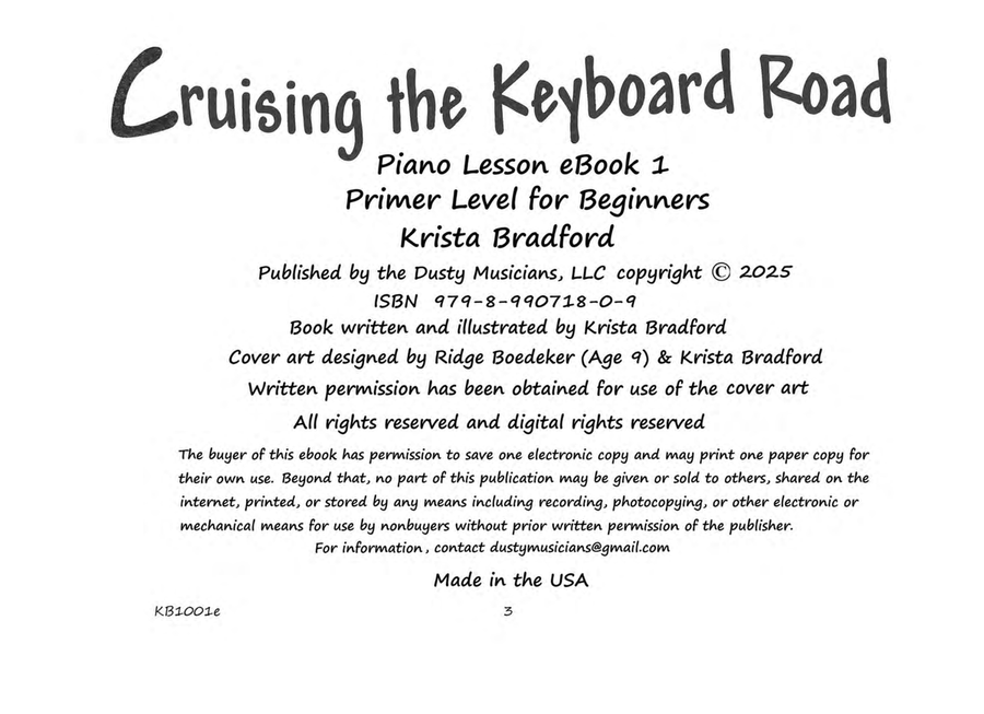 Cruising the Keyboard Road - Piano Lesson eBook 1 - Primer Level for Beginners Piano Method scores gallery preview page 3