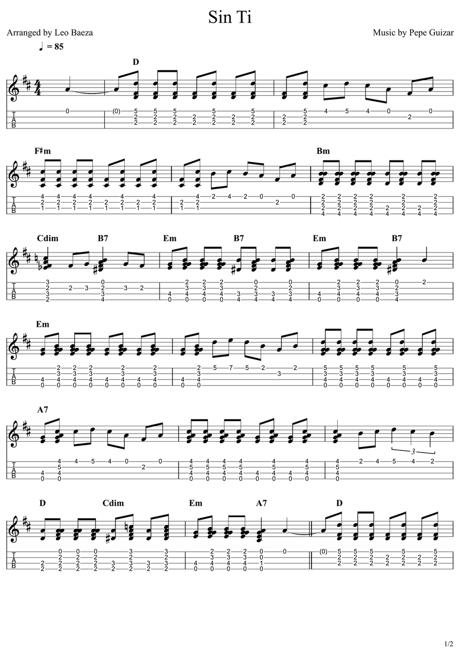 Sin Ti Sin Ti Ukulele scores gallery preview page 1