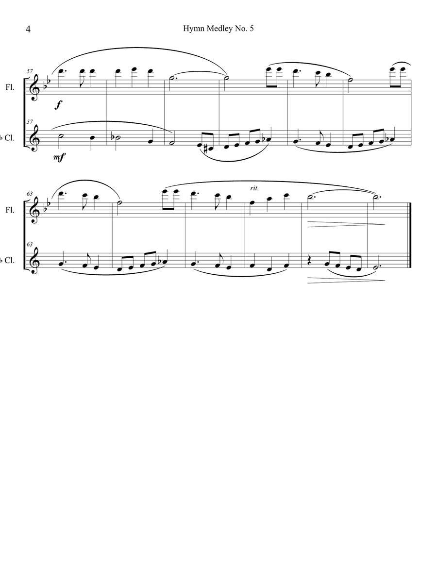 Hymn Medley No. 5 (Flute and Clarinet Duet) Woodwind Duet scores gallery preview page 4
