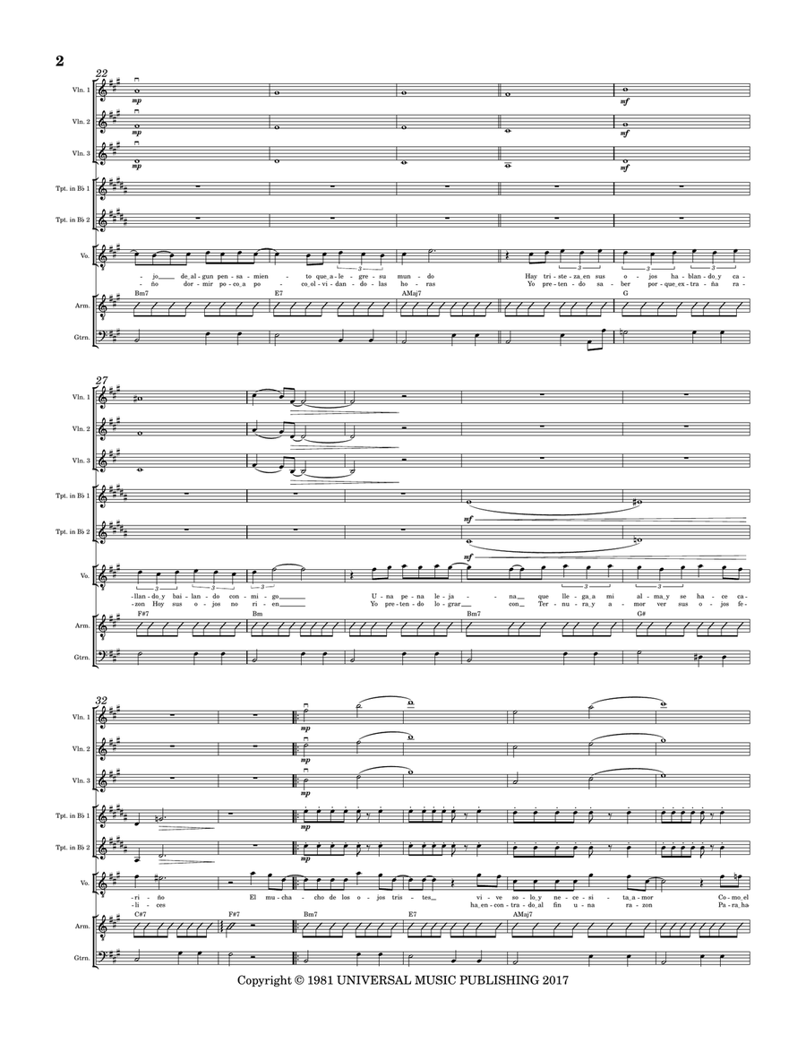 El Muchacho De Los Ojos Tristes Mariachi Band scores gallery preview page 2