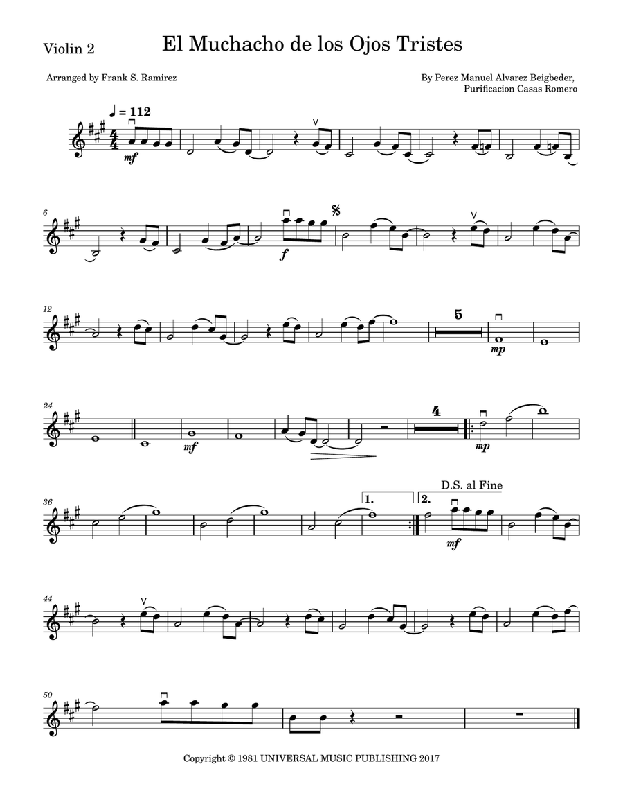 El Muchacho De Los Ojos Tristes Mariachi Band scores gallery preview page 5
