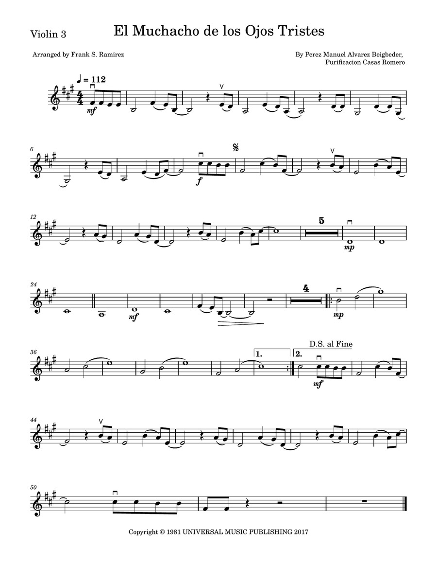 El Muchacho De Los Ojos Tristes Mariachi Band scores gallery preview page 6