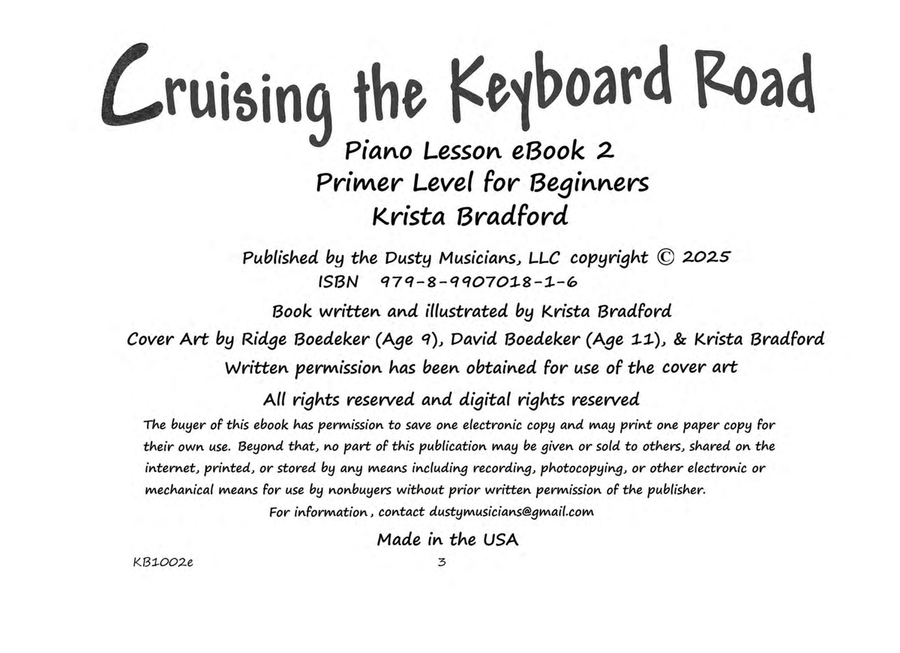 Cruising the Keyboard Road - Piano Lesson eBook 2 - Primer Level for Beginners Piano Method scores gallery preview page 3