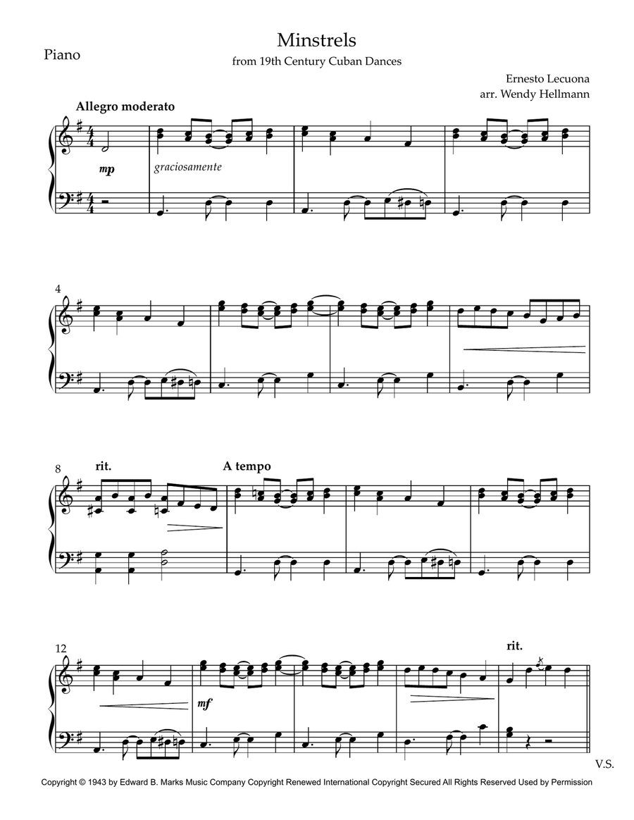 Minstrels Piano Solo scores gallery preview page 1