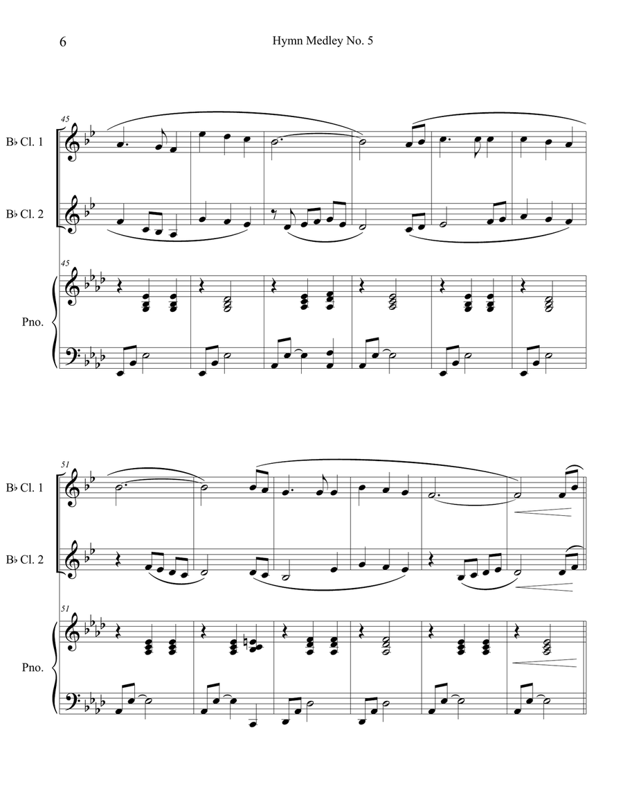 Hymn Medley No. 5 (Clarinet Duet with Piano Accompaniment) Clarinet Duet scores gallery preview page 6