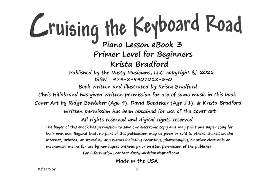Cruising the Keyboard Road - Piano Lesson eBook 3 - Primer Level for Beginners Piano Method scores gallery preview page 3