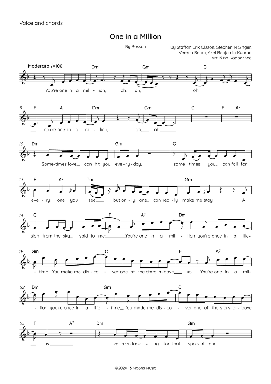 One In A Million Piano scores gallery preview page 1