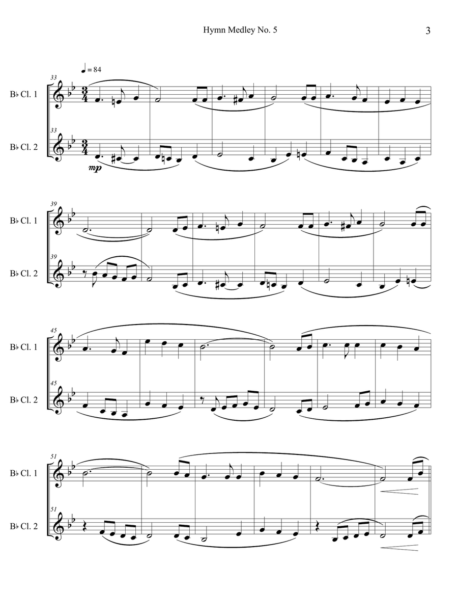 Hymn Medley No. 5 (Clarinet Duet) Clarinet Duet scores gallery preview page 3