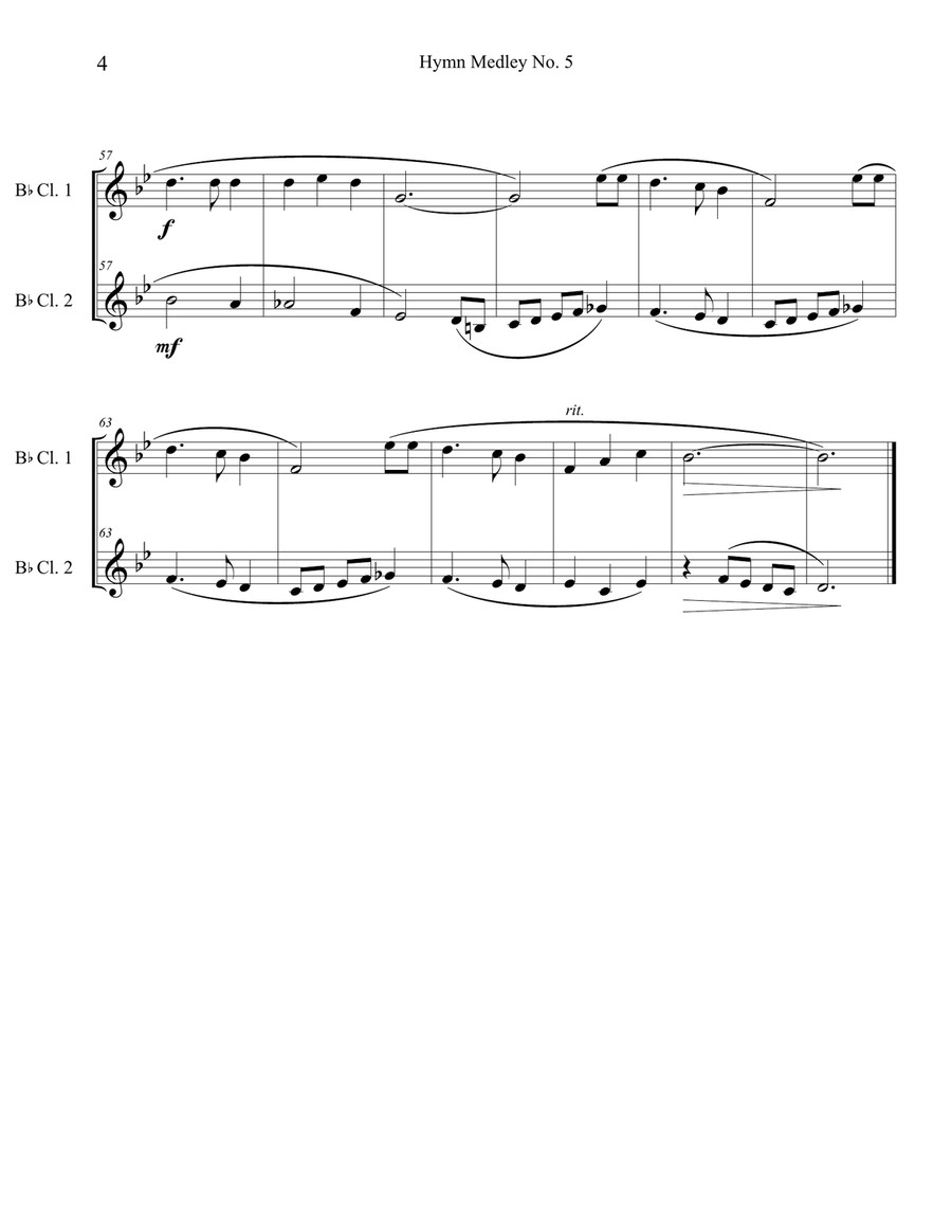 Hymn Medley No. 5 (Clarinet Duet) Clarinet Duet scores gallery preview page 4