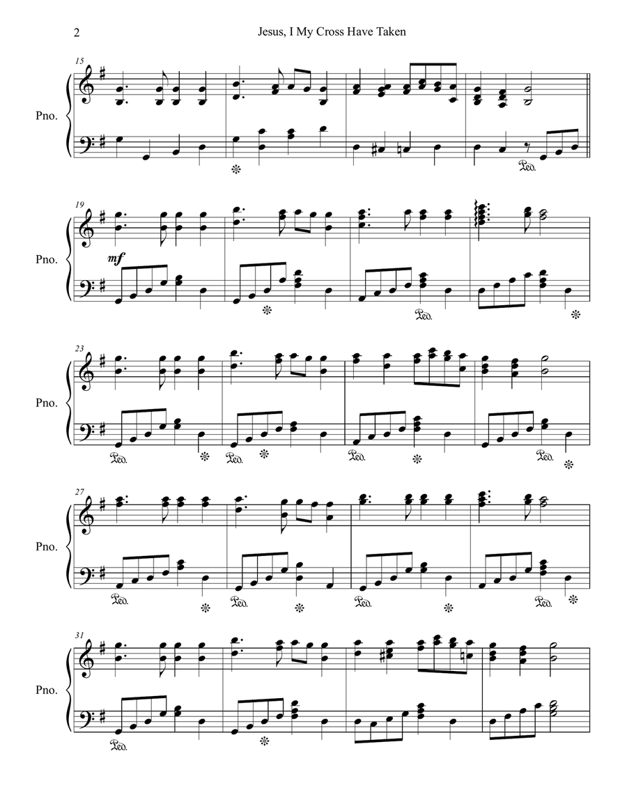 Jesus, I My Cross Have Taken Piano Solo scores gallery preview page 3