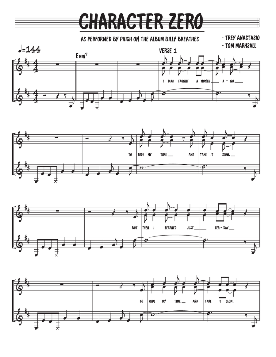 Character Zero Piano scores gallery preview page 1