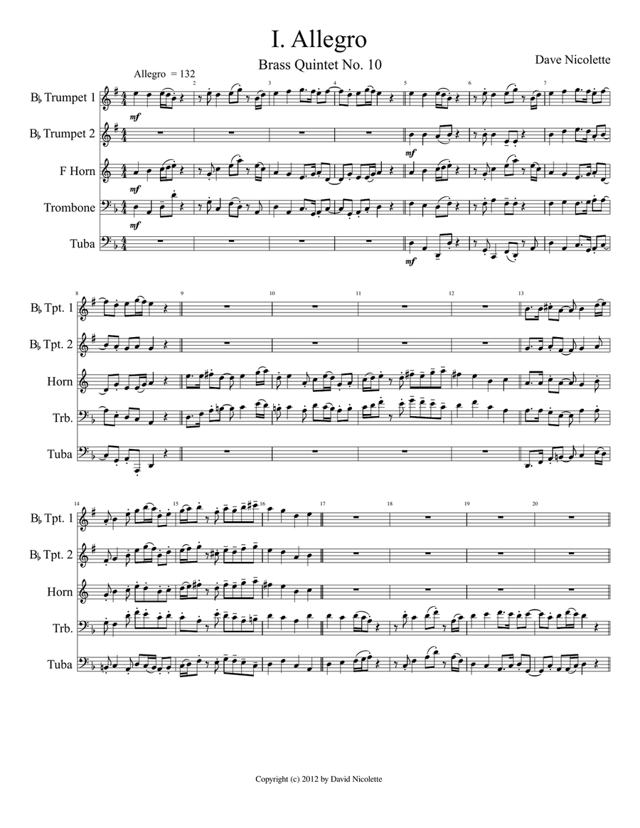 Brass Quintet No. 10 Brass Quintet scores gallery preview page 1