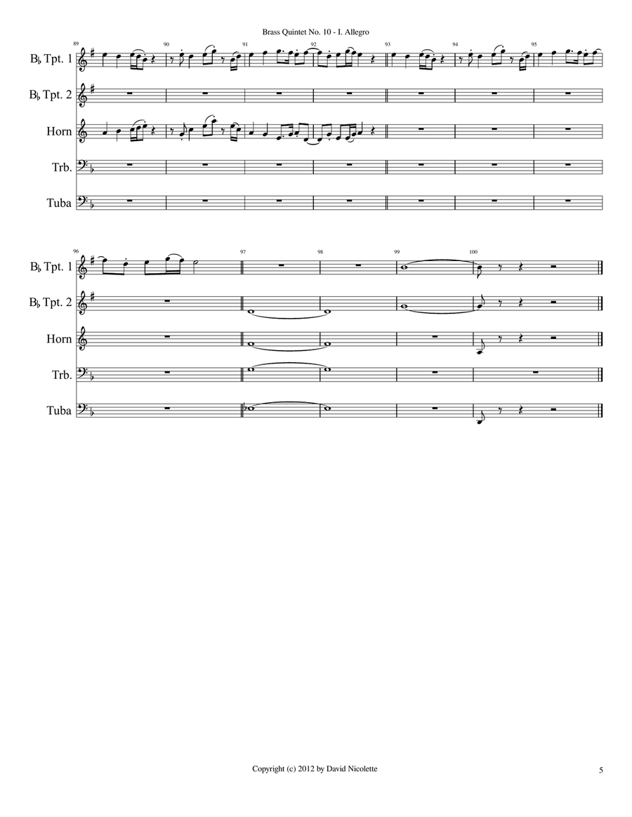 Brass Quintet No. 10 Brass Quintet scores gallery preview page 5