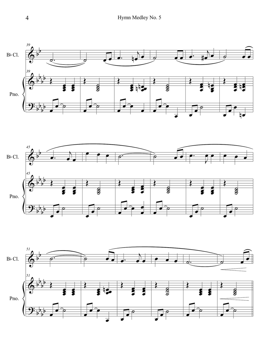 Hymn Medley No. 5 (Clarinet Solo with Piano Accompaniment) B-Flat Clarinet scores gallery preview page 4