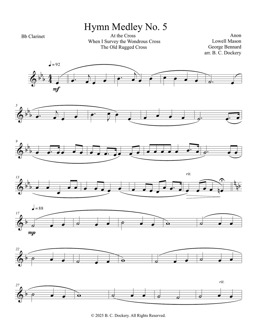 Hymn Medley No. 5 (Clarinet Solo with Piano Accompaniment) B-Flat Clarinet scores gallery preview page 6