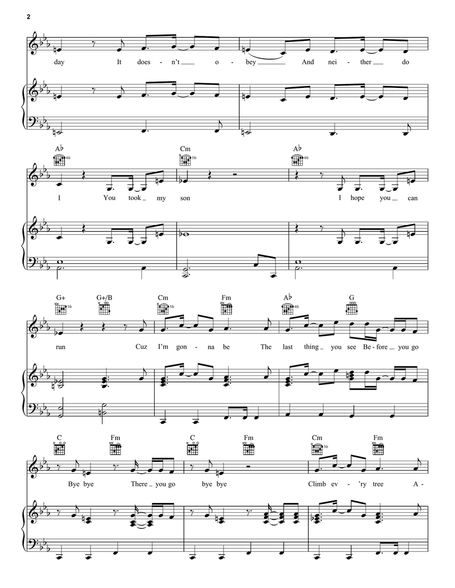 Bye Bye (from Mufasa: The Lion King) Piano, Vocal, Guitar scores gallery preview page 2