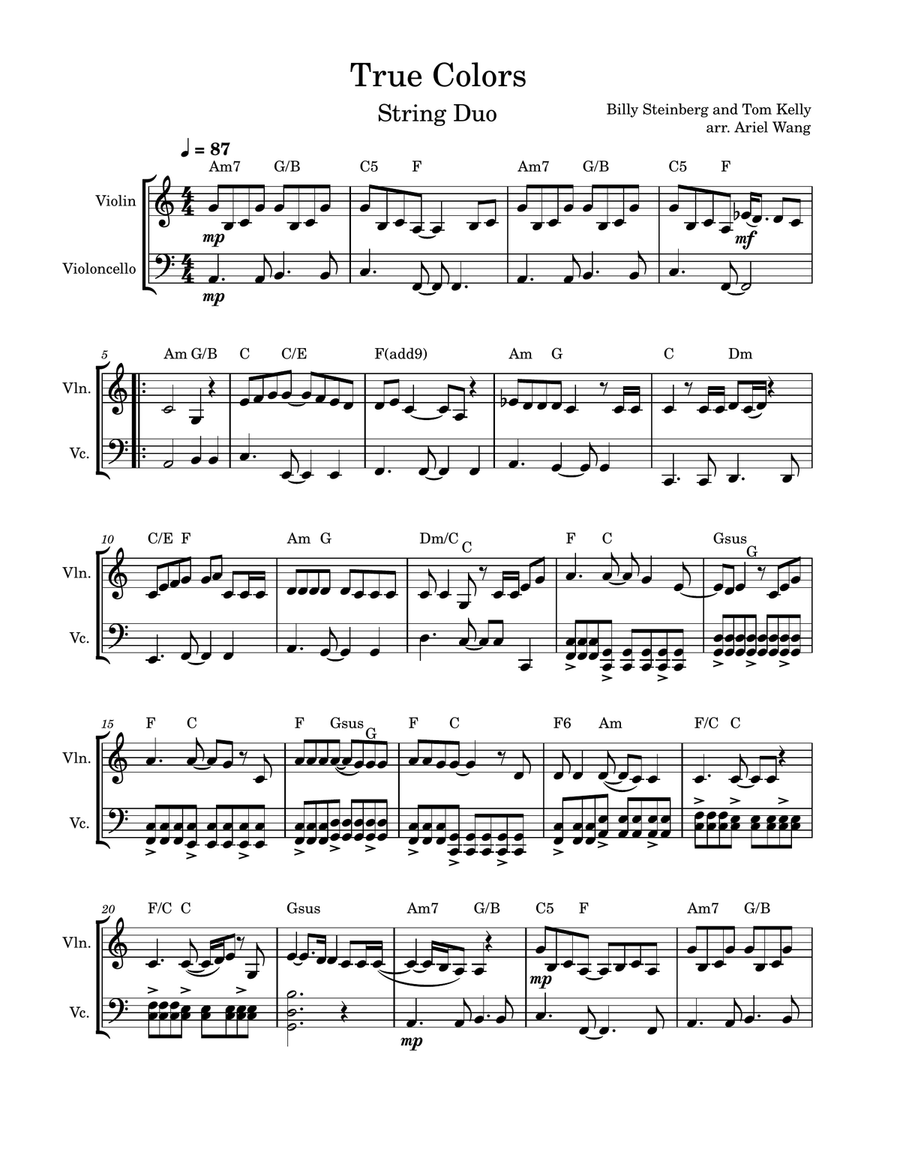 True Colors True Colors String Duet scores gallery preview page 1