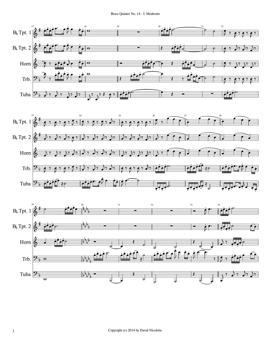 Brass Quintet No. 14 Brass Quintet scores gallery preview page 2