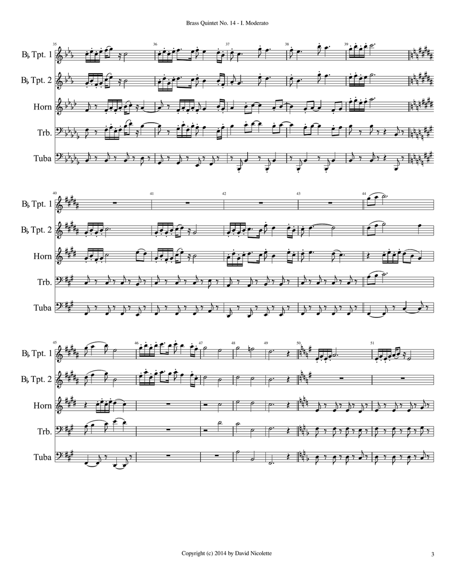 Brass Quintet No. 14 Brass Quintet scores gallery preview page 3