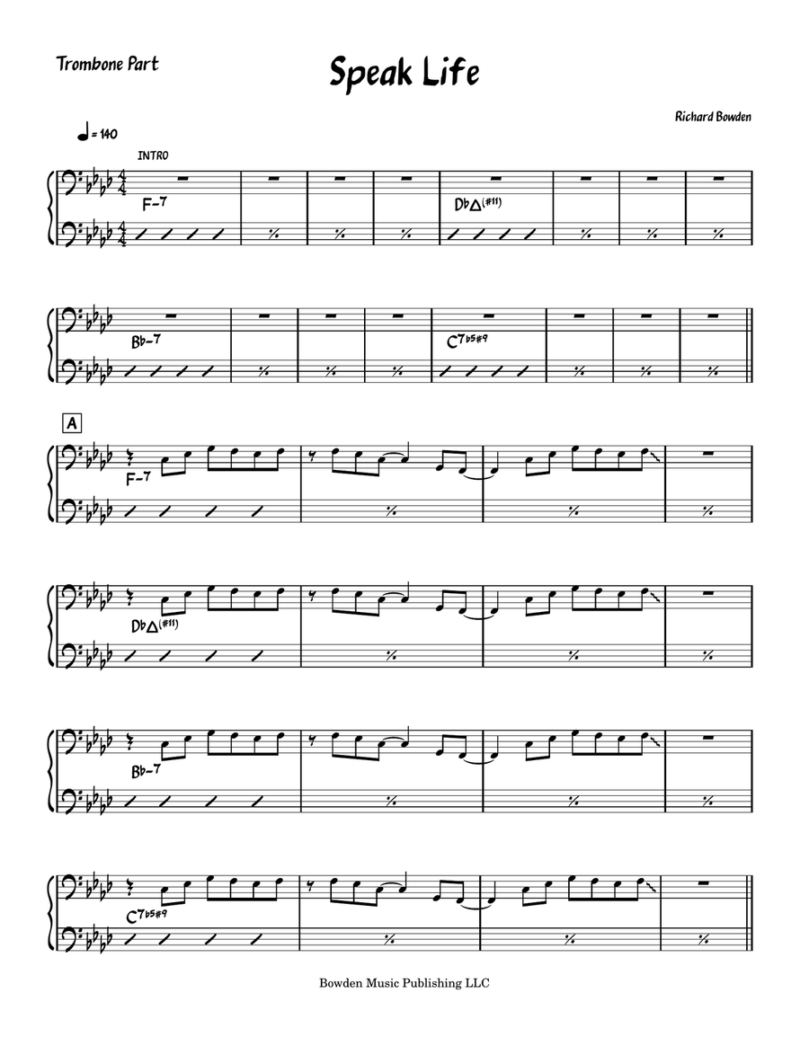 Speak Life Trombone Solo scores gallery preview page 1
