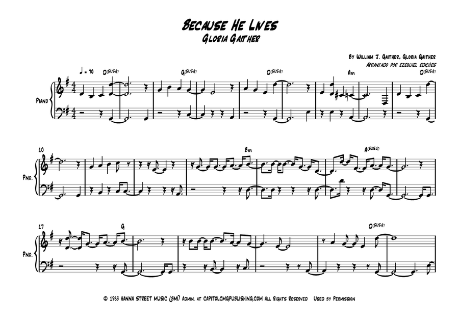 Because He Lives Because He Lives Easy Piano scores gallery preview page 1