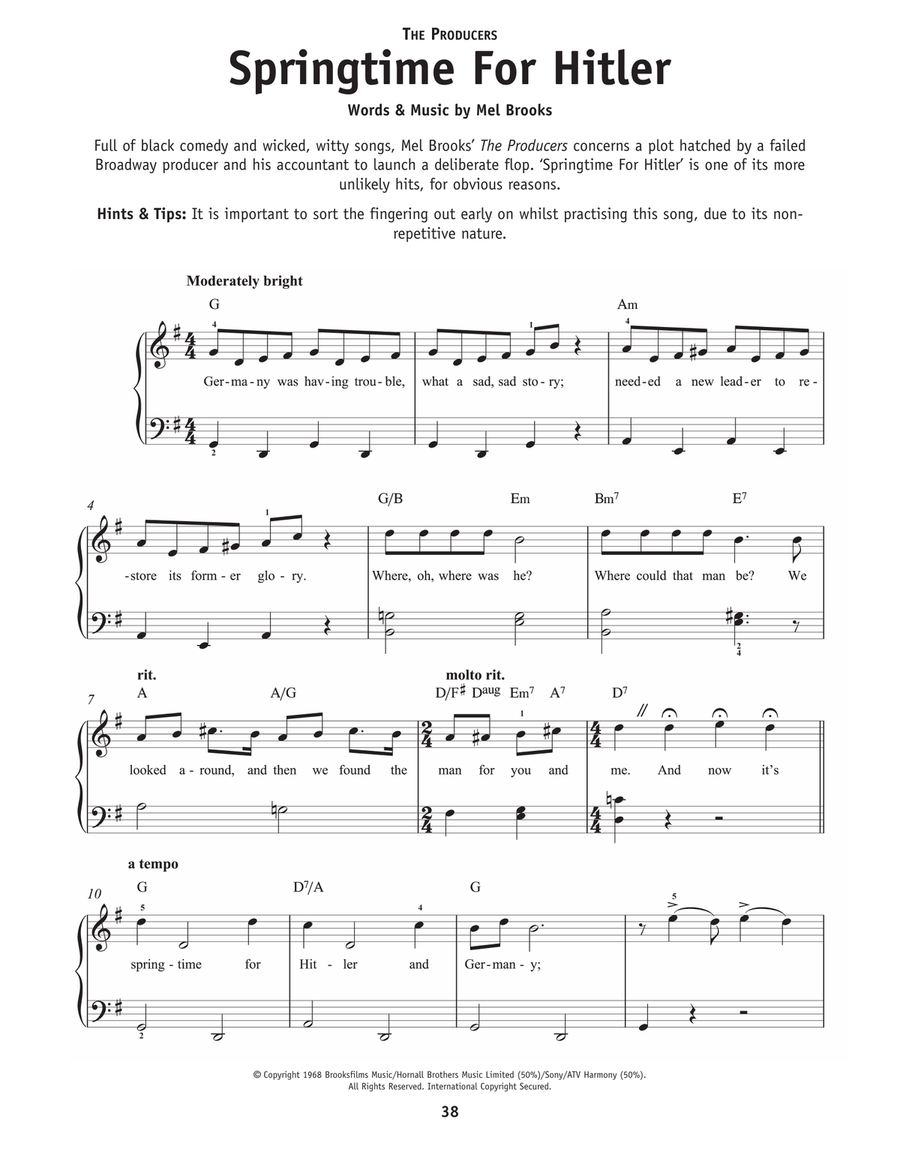 Springtime For Hitler (from The Producers) Easy Piano scores gallery preview page 1