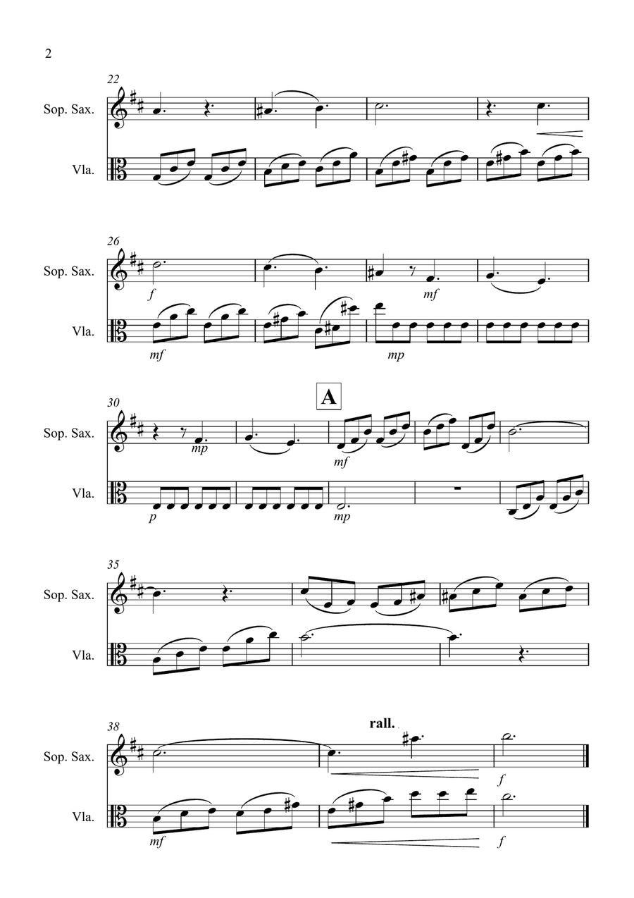 Moonlight Sonata for (1st movement) for Soprano Saxophone and Viola Duet Soprano Saxophone scores gallery preview page 2