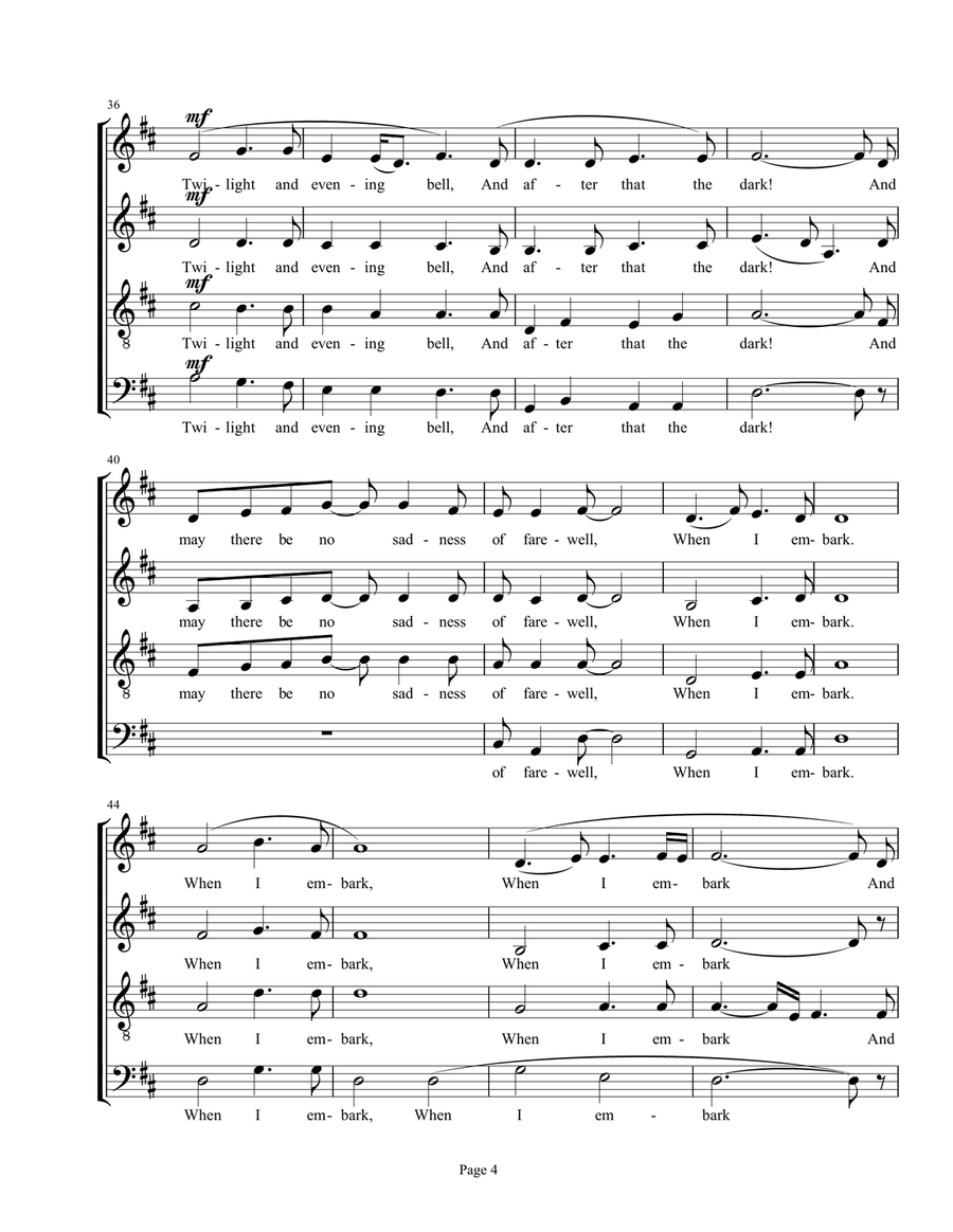 Crossing The Bar 4-Part scores gallery preview page 4