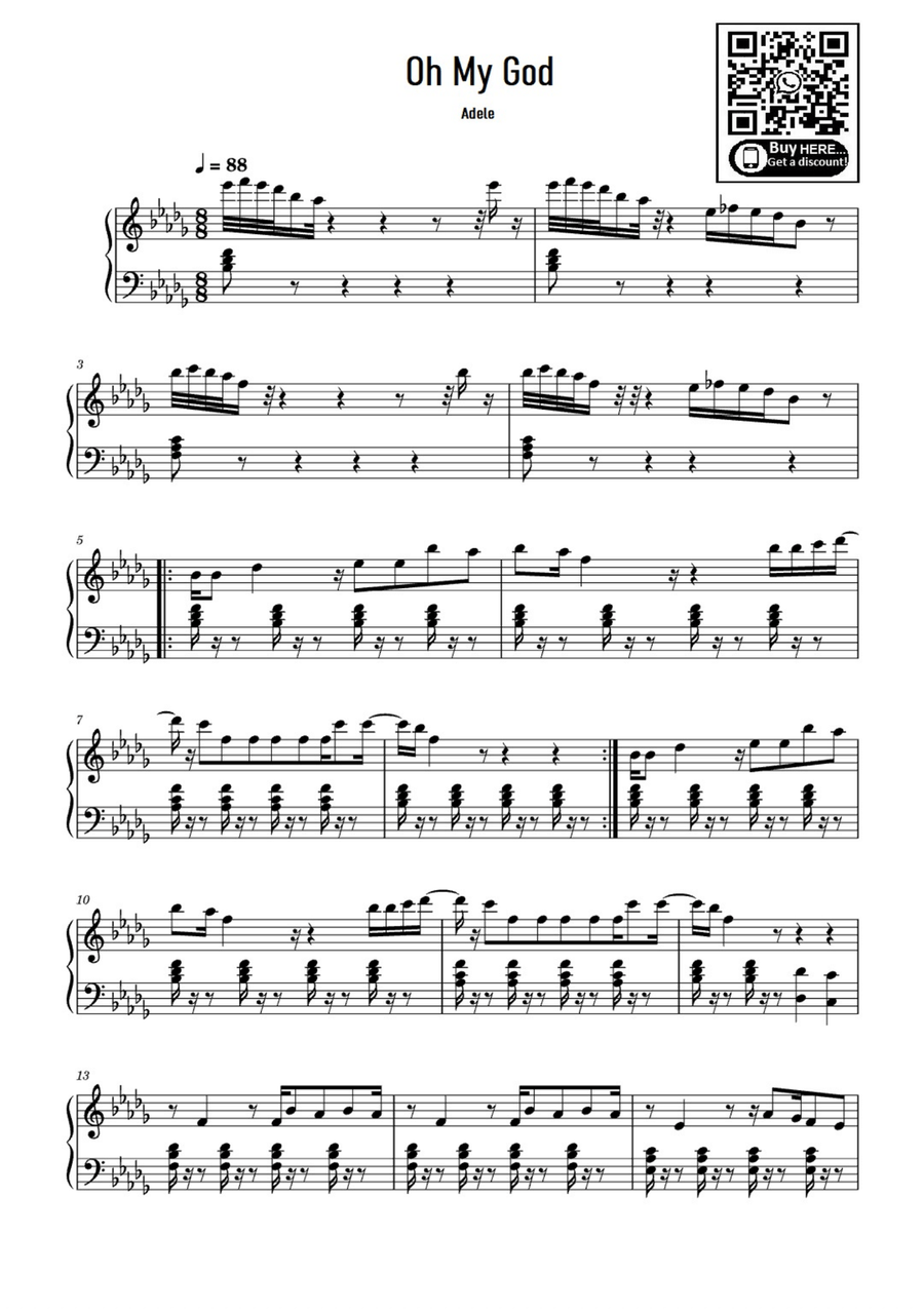 Oh My God Oh My God Easy Piano scores gallery preview page 1