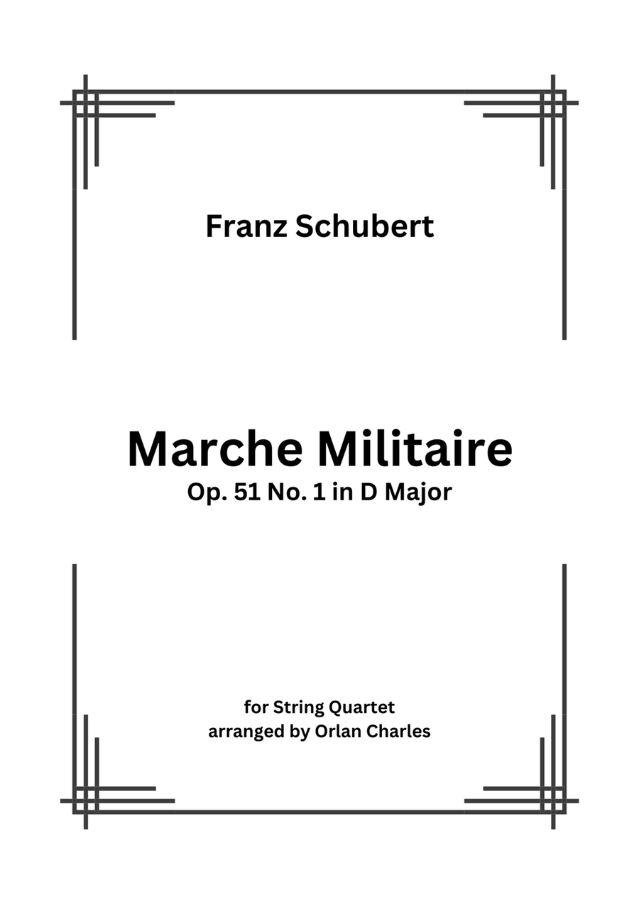 Franz Schubert - Marche Militaire No.1 in D Major for String Quartet String Quartet scores gallery preview page 1