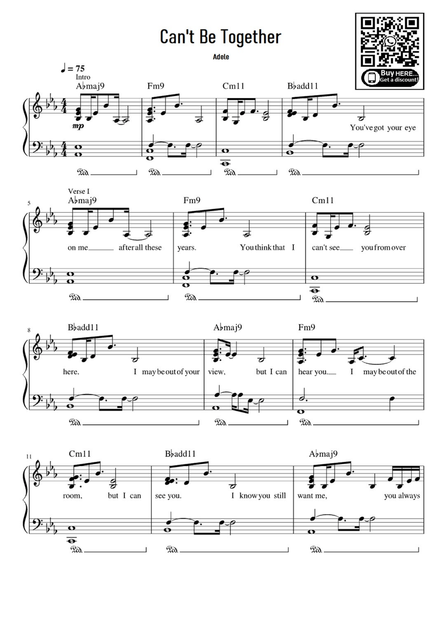 Can't Be Together Can't Be Together Easy Piano scores gallery preview page 1