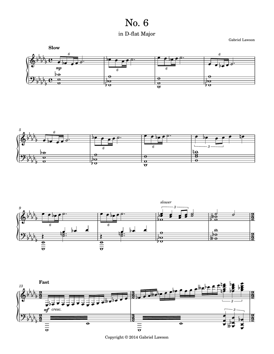 No. 6 in D-flat Major No. 6 in D-flat Major Piano Solo scores gallery preview page 1