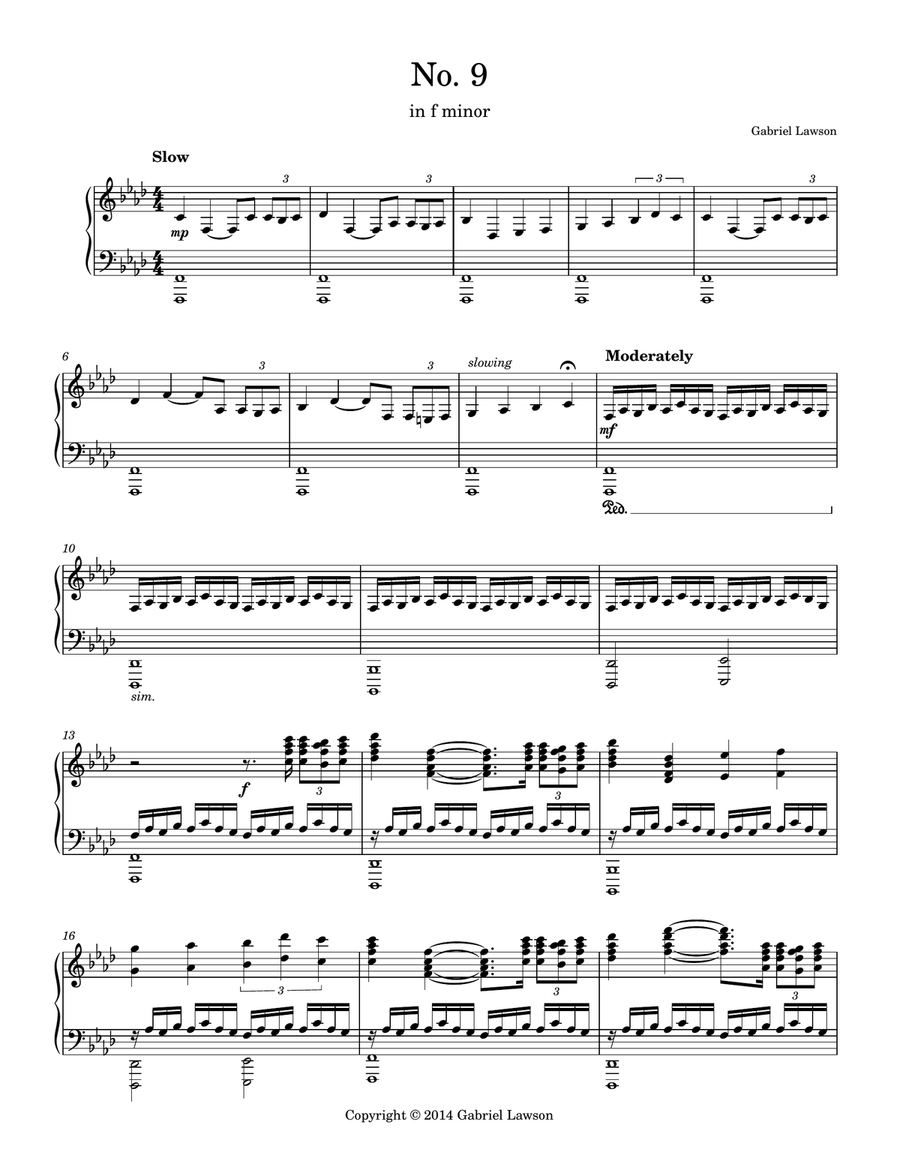 No. 9 in f minor Piano Solo scores gallery preview page 1