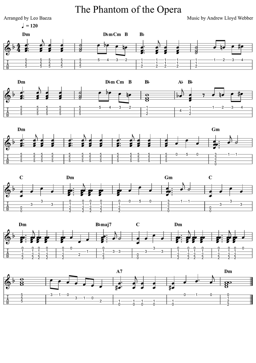 The Phantom Of The Opera The Phantom Of The Opera Ukulele scores gallery preview page 1