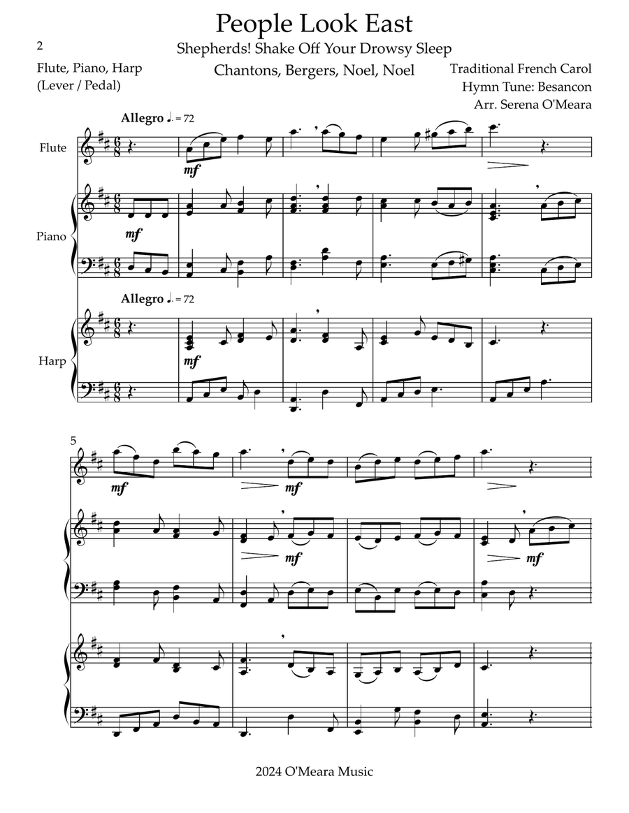 People Look East, Trio for Flute, Piano & Harp Small Ensemble scores gallery preview page 2