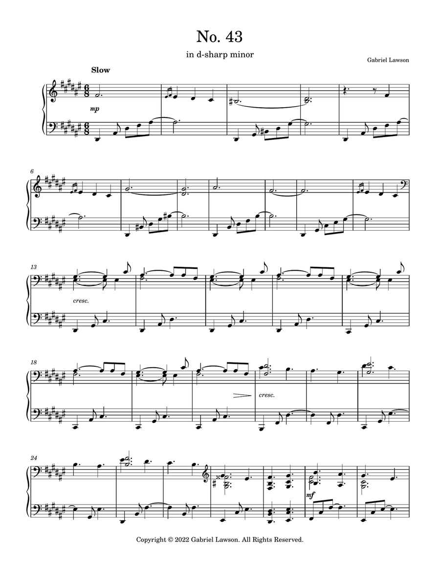 No. 43 in d-sharp minor No. 43 in d-sharp minor Piano Solo scores gallery preview page 1