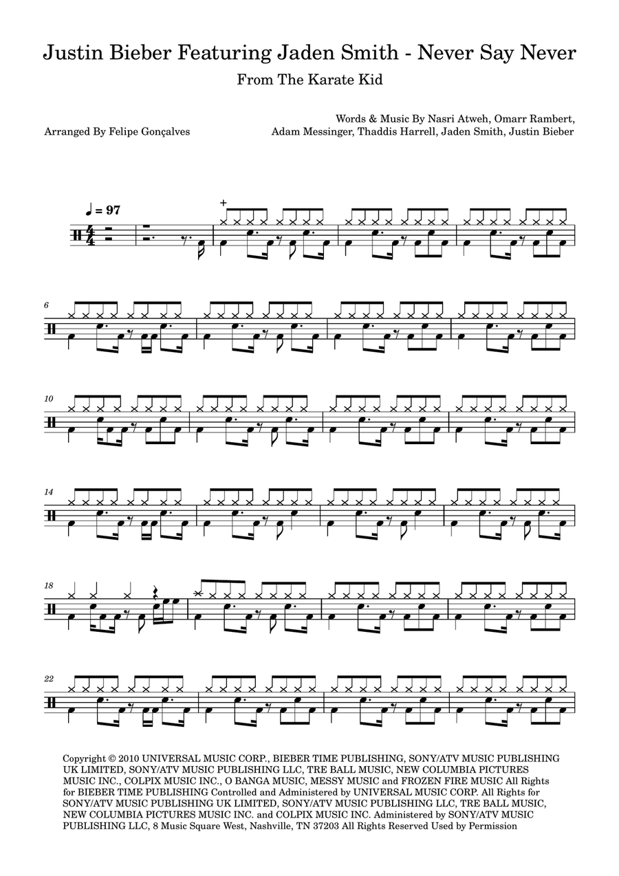 Never Say Never Never Say Never Drum Set scores gallery preview page 1