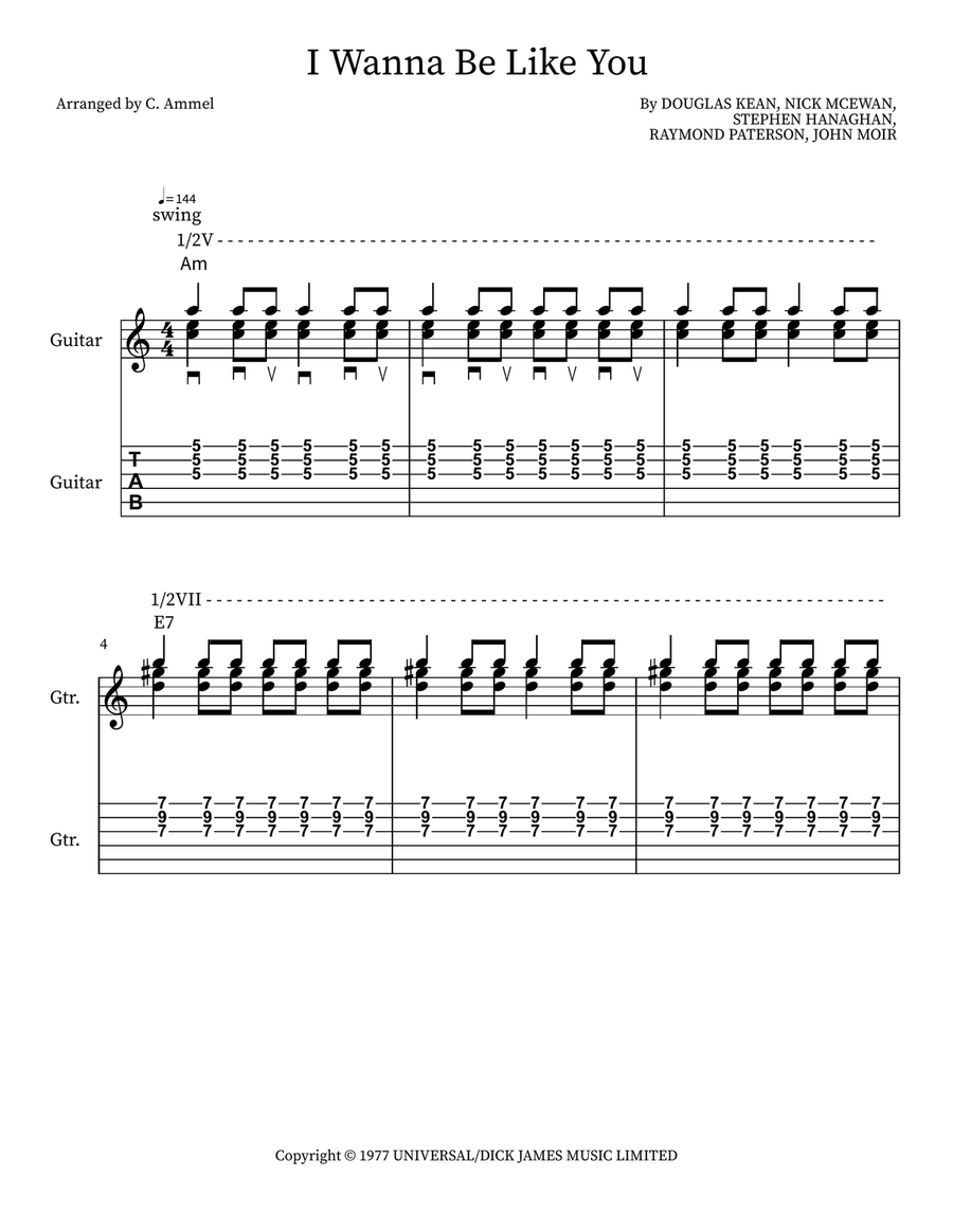 I Wanna Be Like You Acoustic Guitar scores gallery preview page 1